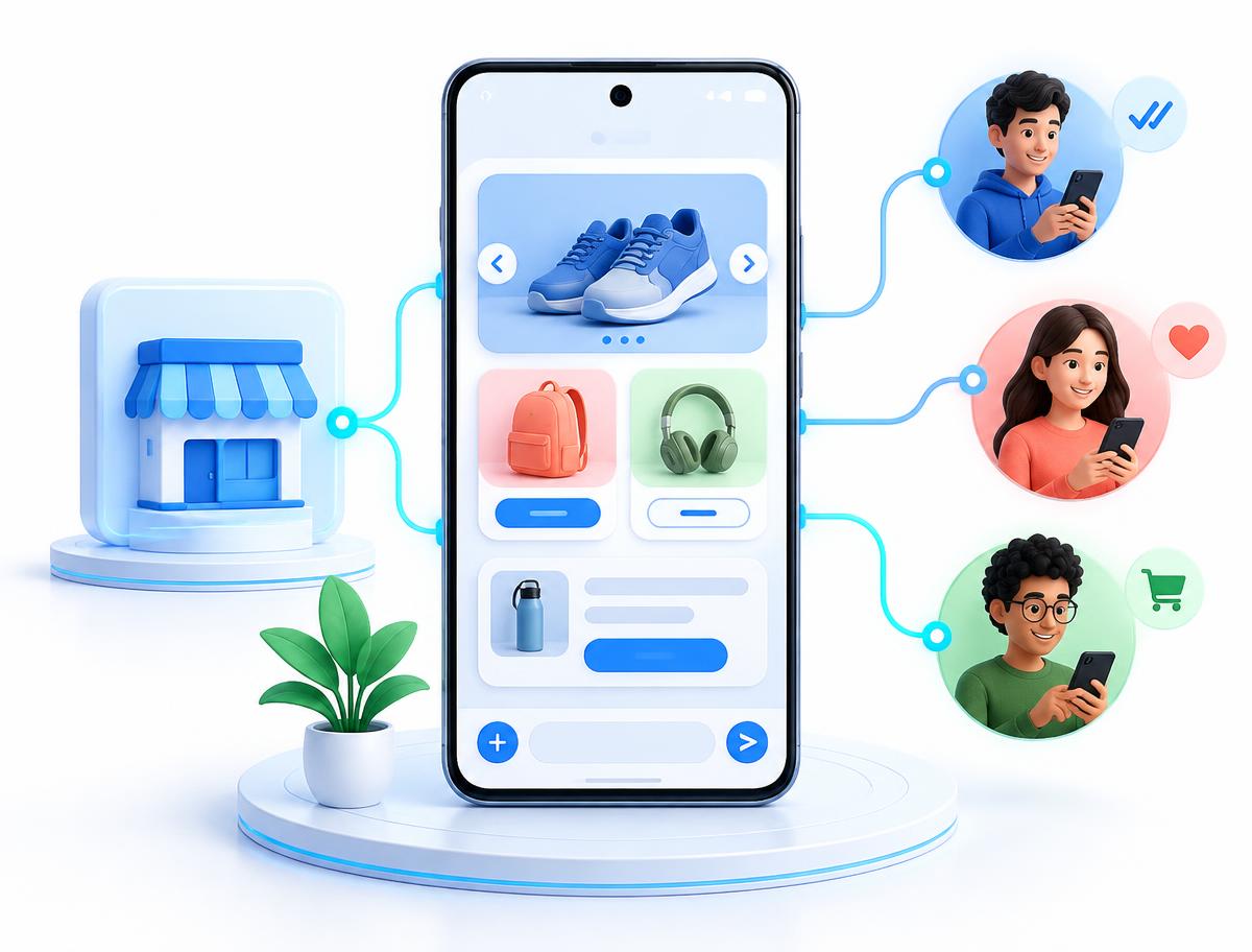Rich product messages connecting a verified business to mobile customers